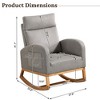Rocking Chair Nursery with Headrest, Linen Upholstered Glider Rocking Chair with Rubber Wood Legs and Side Pocket, Modern Accent Armchair - 3 of 4