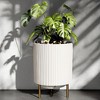 BENCMATE Planters Round Outdoor Planter Pot with Stand, Modern Indoor Plant or Flower Pot for Home Garden Office or Balcony, White, 16"*14.8"*20.3" - 2 of 4