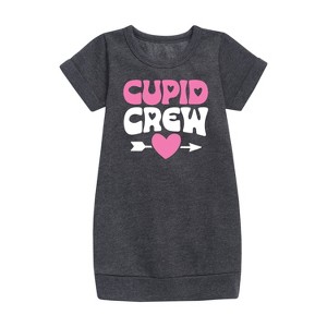 - Instant Message - Valentine's Day Cupid Crew Graphic Short Sleeve Fleece Dress - 1 of 3