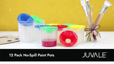 Juvale No Spill Paint Cups - 12-Pack Spill Proof Paint Cups with Lids, 4  Assorted Colors Palette Cups, Art Supply for Kids, School