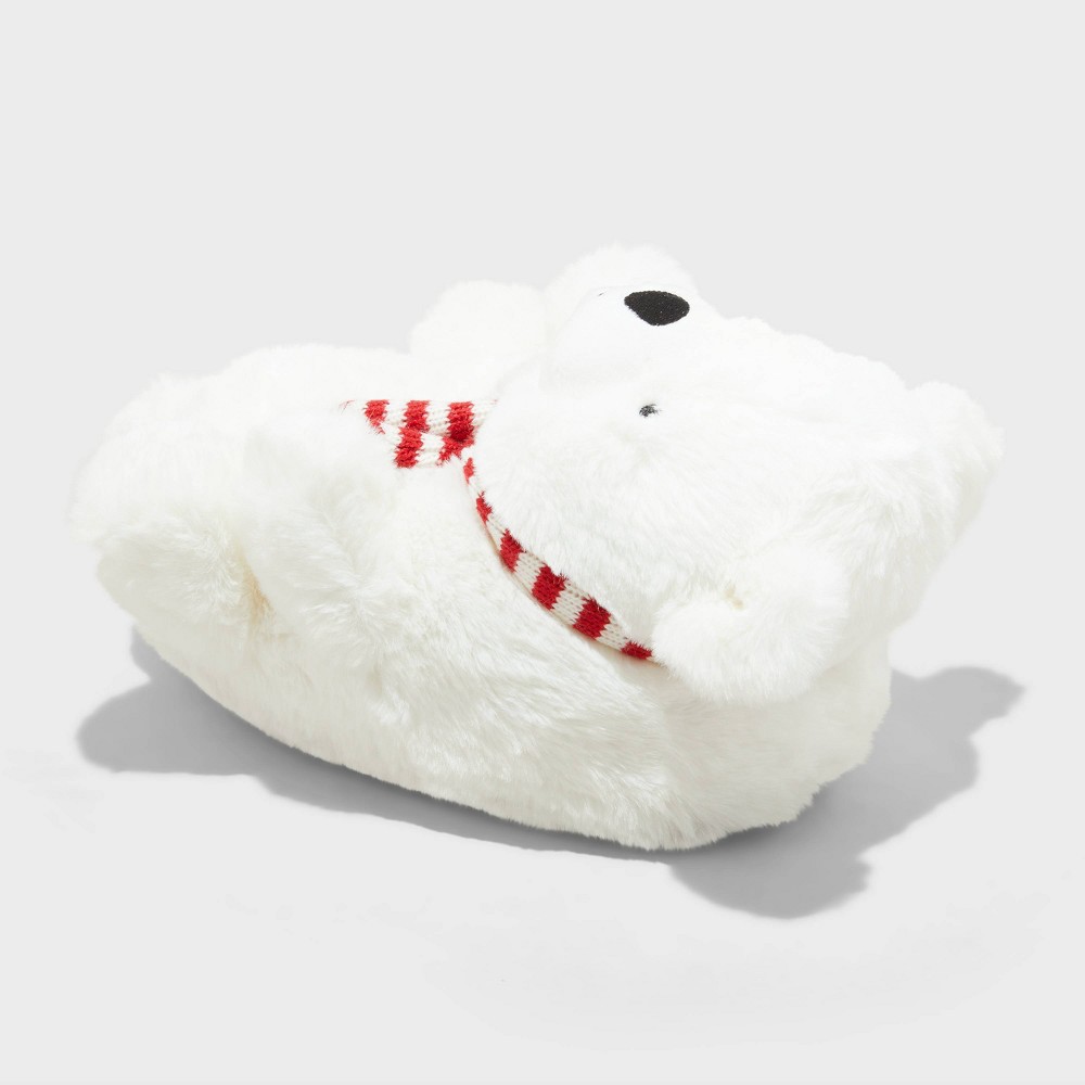 Kids' Holiday Polar Bear Character Slippers - Wondershop™ White 13-1