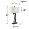 360 Lighting Roxie Modern Table Lamps Set of 2 with Clear Acrylic Risers 31" Tall Black USB Charging Port Off White Shade for Bedroom Living Room Kids - 4 of 4