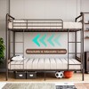 Bunk Bed Twin Over Twin with Ladder and High Guardrail, Twin Size Convertible Metal Bunk Beds for Teens/Adults, No Box Spring Needed,Vintage Brown - 3 of 4