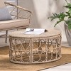 Patio Wicker Oval Side Table,Polyethylene Rattan Woven Living Room Coffee Table,Farmhouse Rattan Coffee Table With Loop Design-Coolbibila - 3 of 4