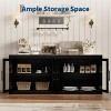 70.8" Mid Century Modern Buffet Cabinet w/ 4 Doors - Wood Coffee Bar & Media Credenza for Living Room, Kitchen, Hallway Storage - 3 of 4