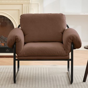 Hyleory Moore Metal Lambswool Upholstered Accent Chair for Bedroom Reception Area Reading Room Living Room - 1 of 4