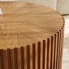 POVISON Fluted Round Coffee Table, Minimalist Wood Coffee Table, Mid Century Modern, Walnut Color, Fully Assembled, 31.5" - 4 of 4