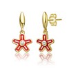 Guili Kids 14k Gold Plated Red Enamel Dangle Star Flower Earrings - 2 of 3
