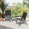 Costway Set of 4 Outdoor Folding Dining Chairs with Armrests Breathable Seat Metal Frame - 4 of 4