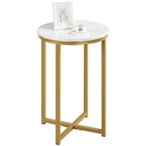 Yaheetech Modern X-Based Accent Table with Metal Legs Round Tabletop - 1 of 4