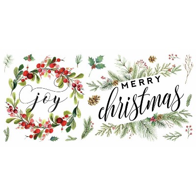 Merry Christmas Wreath Peel And Stick Wall Decal - Roommates : Target