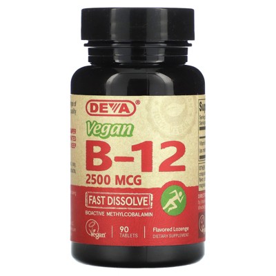 Deva Vegan B12, Fast-Dissolve, 2,500 mcg, 90 Tablets