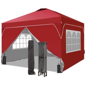 Ainfox 12ftx12ft Pop Up Canopy Tent with 4 Sidewalls One Push Tent Canopy with Wheeled Carry Bag, 8 Stakes and 4 Ropes - 1 of 4