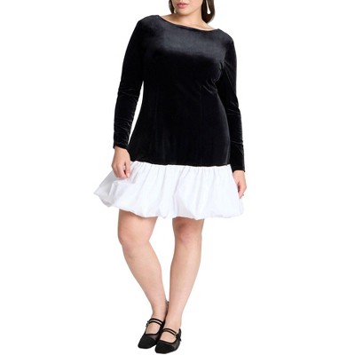 ELOQUII Women's Plus Size Velvet Mini Dress