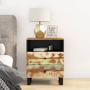vidaXL Bedside Cabinet 19.7 in.x13 in.x24.4 in. Solid Wood Reclaimed&Engineered Wood - 1 of 4