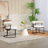 CAVINAS Boucle Dining Chairs Set of 2, Round Upholstered Kitchen Chairs with Half-Moon Backrest, Black Metal Legs - 3 of 4