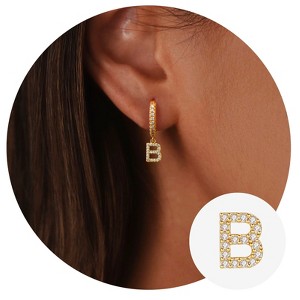 Turandoss 18K Gold Huggie Hoop Earrings for Girls Women - 1Pair Dainty Initial Cartilage Dangle Diamond Earring Hypoallergenic, Christmas Gifts - 1 of 4