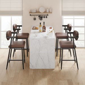 Furniture Set of 2/4, Vintage PU Leather Counter Height Barstool with Back, 25.59" H Seat Height Stools, Upholstered Bar Chairs for Kitchen lsland - 1 of 4