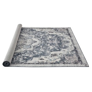 8x10 ft Vintage Area Rug, Non-Slip Machine Washable Carpet, Soft Polyester Pile with Felt Padding, for Living Room, Bedroom, Dining, Dove Gray - 1 of 4