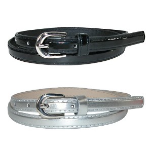 CTM Women's Skinny 1/2 Inch Dress Belt (Pack of 2 Colors) - 1 of 4