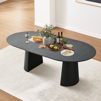 Extendable Dining Room Table,83" Oval Dining Table,Wood Grain Breakfast Dining Table for Dining Room,Kitchen,Farmhouse-Tanpinhause
