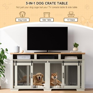 Jojoka Pet Double Dog Crate Furniture for 2 Dogs, Indoor Kennel with Divider and Storage, Sliding Barn Door, TV Stand - 1 of 4