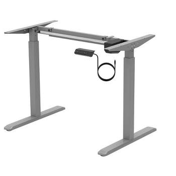 Monoprice Height Adjustable Sit-Stand Riser Table Desk Frame - Grey With Electric Single Motor, Compatible With Desktops From 39in-63in Wide