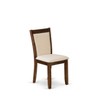 East West Furniture MZC0T01 Dining Chair Set of 2 - Cream Linen Fabric Seat and High Chair Back - Wire Brushed Linen White Finish (SET OF 2)` - 3 of 4