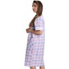 Dreamcrest Womens Short Sleeve Duster, Seersucker Plaid Housecoat/Women Sleepwear Zip Front Nightgown - 2 of 3