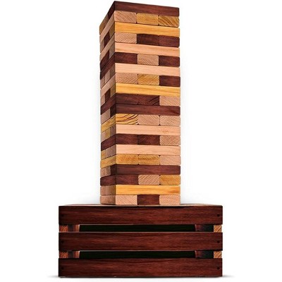 SWOOC Games - Reclaimed Giant Tower Game (Weather Resistant) 60 Blocks + Storage Crate / Outdoor Game Table | Stacks up to 5ft | Giant Outdoor Games
