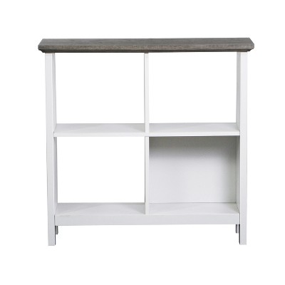 Olivia Gray Oak and White 4-Cube Wooden Bookcase