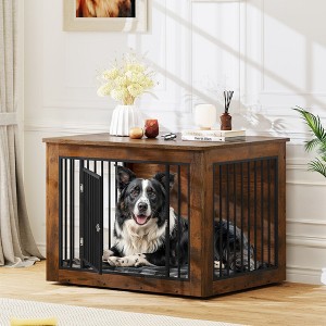 2-in-1 Large Dog Crate Furniture with Waterproof Top Safety Corners ...
