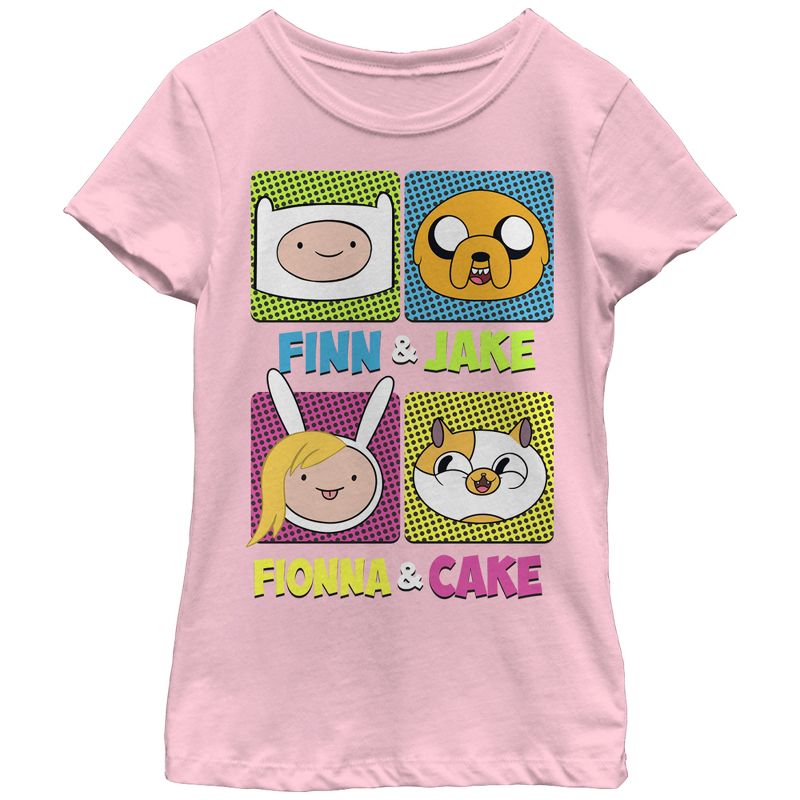 Girl's Adventure Time Finn Jake Fionna Cake T-Shirt, 1 of 4