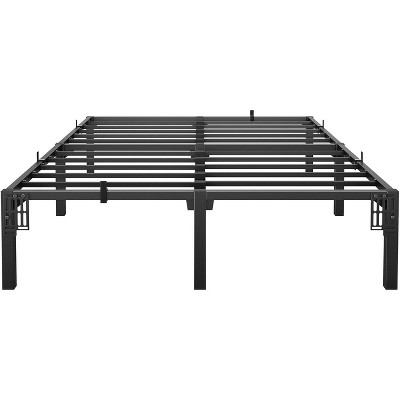 homfan Bed Frame, High Platform Bed Frame, Queen Size with Storage Space, Heavy Duty Steel Slat Support, No Screws Needed, Easy Assembly