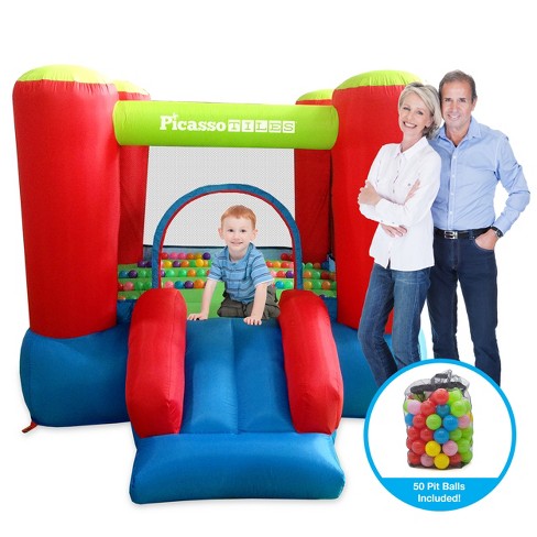 Picasso Tiles Jump & Slide Inflatable Kids Play Bounce House with Ball Pit - image 1 of 4