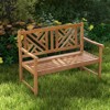 Tangkula 2-Person Acacia Wood Bench Outdoor Slats Loveseat Chair with Armrest 800lbs Load Capacity Comfortable Patio Chair - 4 of 4