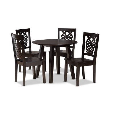 5pc Mina Transitional Wood Dining Set Brown - Baxton Studio