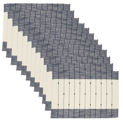 Cream and Navy Cotton Striped Rectangle Placemats Set