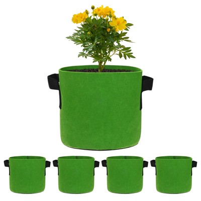 Unique Bargains Thickened Fabric Durable Handles Multipurpose Good Drainage Plant Grow Bags 5 Pcs