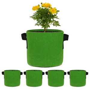 Unique Bargains Thickened Fabric Durable Handles Multipurpose Good Drainage Plant Grow Bags 5 Pcs - 1 of 4
