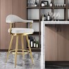 HomeRoots 30" Silver and Gold Fabric and Stainless Steel Low Back Bar Height Swivel Bar Chair - 2 of 4