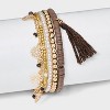 Decorative Hammered Discs and Tassel Bracelet Set 5pc - A New Day - 2 of 4