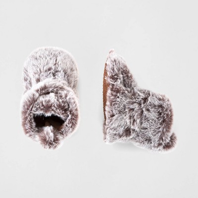Image of Baby Faux Fur Bootie Slippers - Cat & Jack™ Brown 6-9M