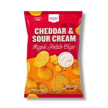 Naturally Flavored Cheddar and Sour Cream Ripple Potato Chips - 8oz - Market Pantry™