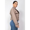 Slickblue Women's Cropped Trench Coat with Buckled Cuffs, Double Breasted Notch Collar, Black-White/Camel, Size S-L - 4 of 4