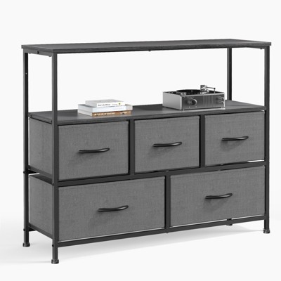 DOMETOUR Sweetcrispy Dresser for Bedroom, Chest of Drawers, 5 Drawer Dresser, Closet Fabric Dresser with Metal Frame