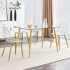SEVOBAL Dining Chairs Set of 4 Modern Transparent Armless Chairs with Gold-Plated Metal Legs, Gold, 18.11"*17.32"*32.67" - 2 of 4