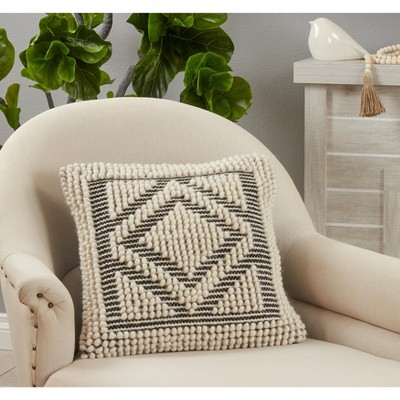 Black and White Diamond Woven Cotton Euro Pillow Cover