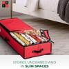 OSTO Clear Plastic Christmas Ornament Storage Box Stores Up to 128  Ornaments of 3”; 2-way zipper,Carry Handles. Tear Proof and Waterproof Red  Trim