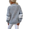 Womens Pullover Sweater Turtleneck Snowflakes Sweater Christmas Sweater Ribbed Knit Long Sleeve Sweater - 2 of 4
